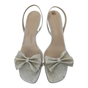 Maryam Nassir Zadeh Flora Slingback Sandal Women's 10.5 Metallic Beige Snakeskin